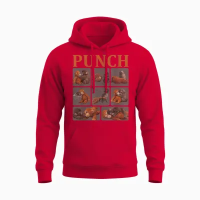 Cute Monkey Punch Unisex Hoodie - Red