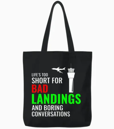 Air Traffic Controller Atc Aviation Humor Airplane Tote Bags - Black