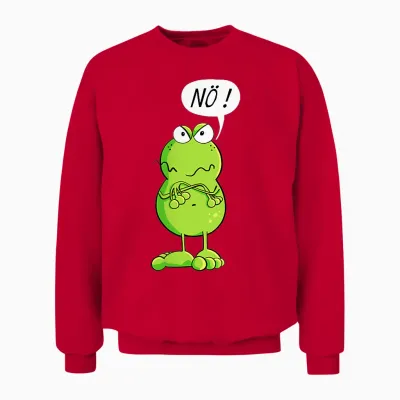 Statement T-Shirt with German Text "frosch I Nö Fun Design I Nein Comic" Unisex Sweatshirt - Red