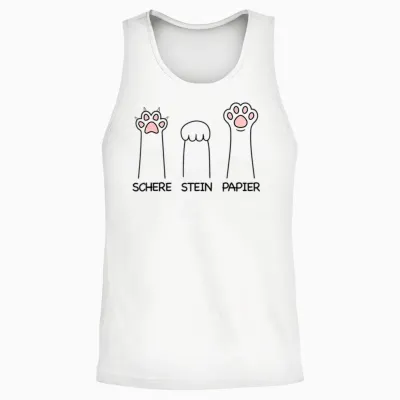 Schere Stein Papier Spiel Süße Katzenpfote Lustiges Katzen Unisex Tank Top - White