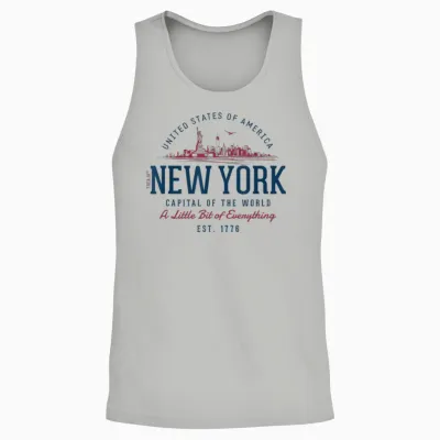 Vintage Look Retro Style United States New York T-Shirt, White Unisex Tank Top - Ash