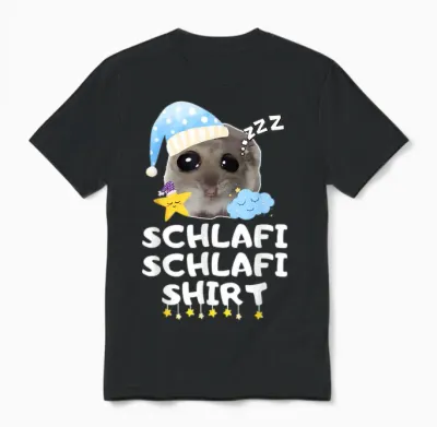 Schlafi Schlafi Funny Sad Hamster Cute Hamstie Unisex T-Shirt - Black