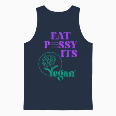Eat Pssy Its Vegan X Only Love Fans Liebe Valentinstag. Back Unisex Tank Top - Navy