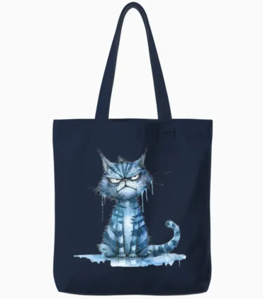 Funny Cat Tote Bags - Navy