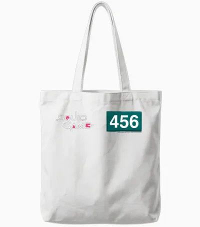 Children's Squid Game Player 456 Number and Logo Children's Tote Bags - White
