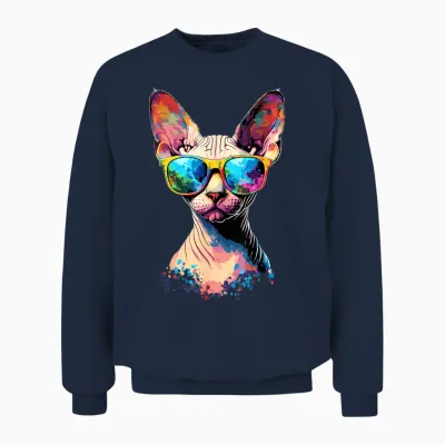 Sphynx Cat Sphynx Cat Canadian Cat Sweet Cats Sphynx T-Shirt, Black, S Unisex Sweatshirt - Navy