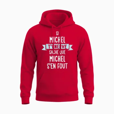 Gift Man Humour Name Personalized Michel T-Shirt, Black, S Unisex Hoodie - Red