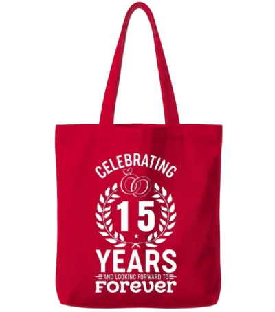 15th Wedding Anniversary - Celebrating 15 Years Of Tote Bags - Red