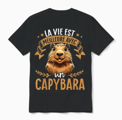 Life Is Better with a Capybara in Love with Capybara T-Shirt, Black, S Unisex T-Shirt - Black