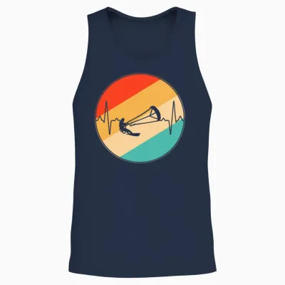 Kitesurfing Retro Heartbeat Unisex Tank Top - Navy