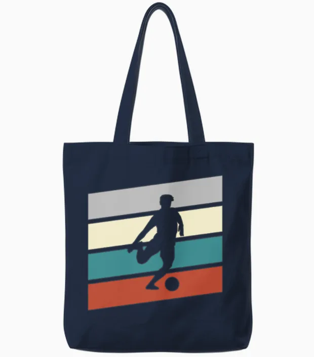 Soccer Retro Tote Bags in Navy