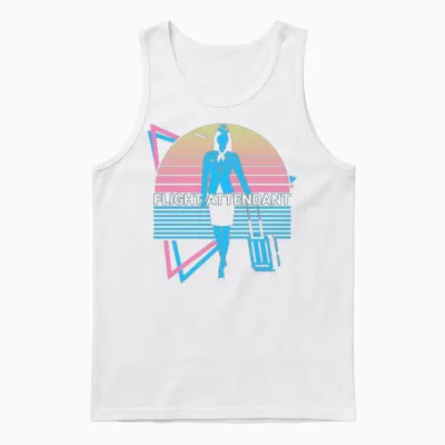 Flight Attendant Retro Unisex Tank Top - White