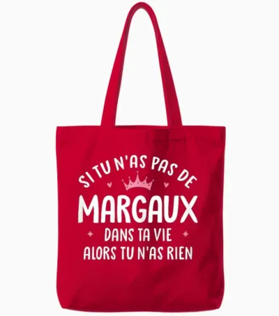 Woman Girlfriend Humour Gift Personalized Name Margaux Tote Bags - Red