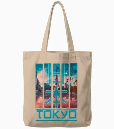 Tokyo Tower Tote Bags - Natural