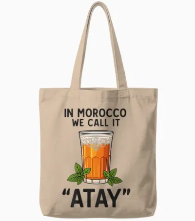 In Morocco We Call It Atay Love for Moroccan Tea Mint Tote Bags - Natural