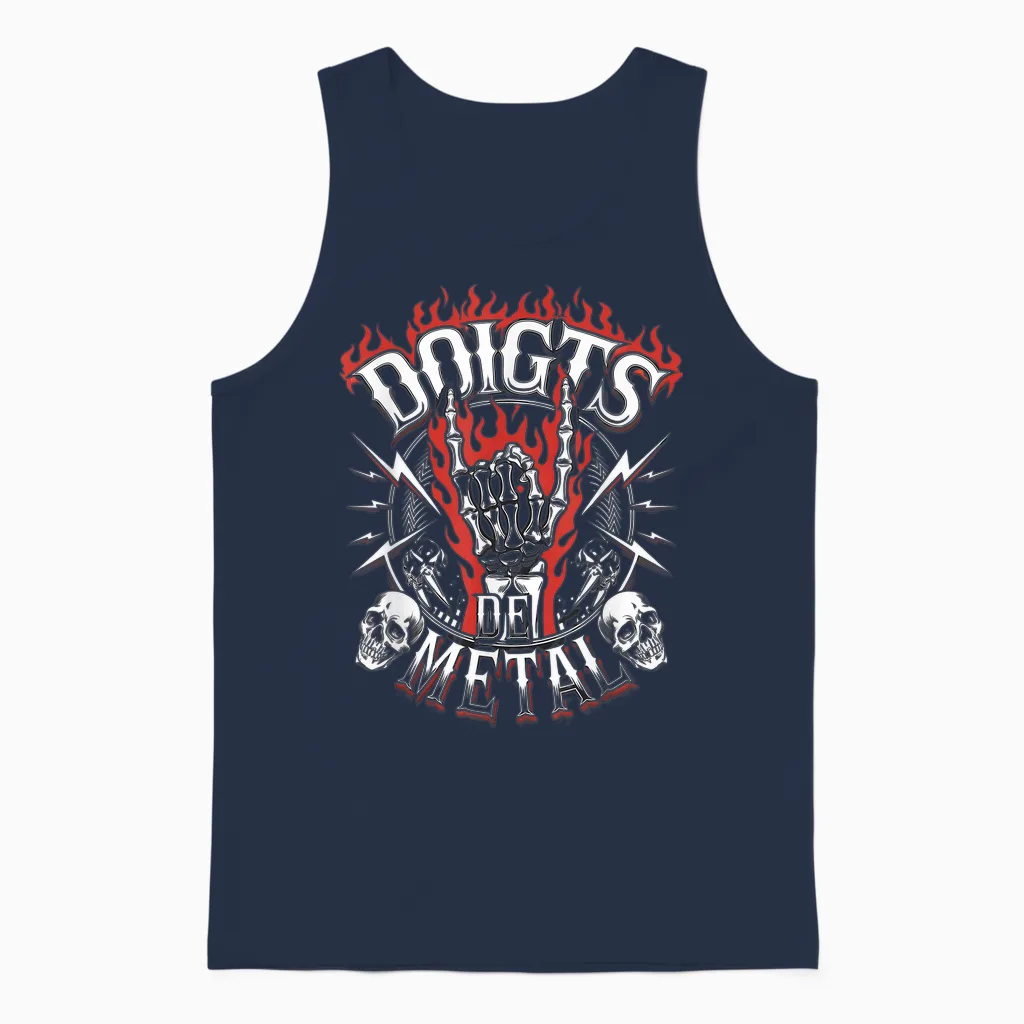 Finger Metal Gift Heavy Ultra Hardrock Vomit Humor Unisex Tank Top in Navy