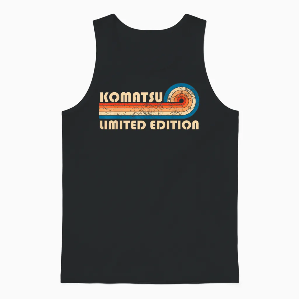 Komatsu Retro 70s 80s Sunset Stripe Unisex Tank Top in Black