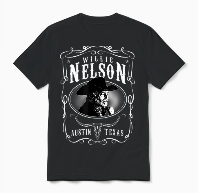 Willie Nelson Offizielles Austin T-Shirt, Herren, Schwarz, S, Kurzarm, Klassisch, Lizenziert Und Offiziell, Willie Nelson Fans, Musikliebhaber, Classic T-Shirt Fans, Erwachsene, Kinder Unisex T-Shirt in Black