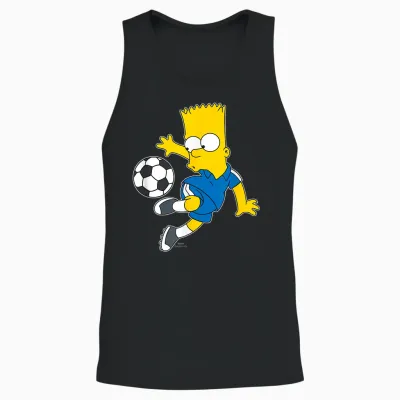 The Simpsons Bart Simpson Soccer Ball Kick Up Unisex Tank Top - Black