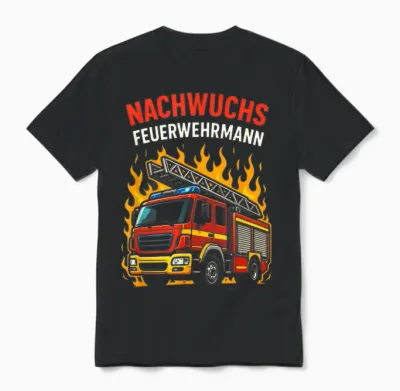 T-Shirt with German Text "nachwuchs Feuerwehrmann - Feuerwehr Unisex T-Shirt - Black