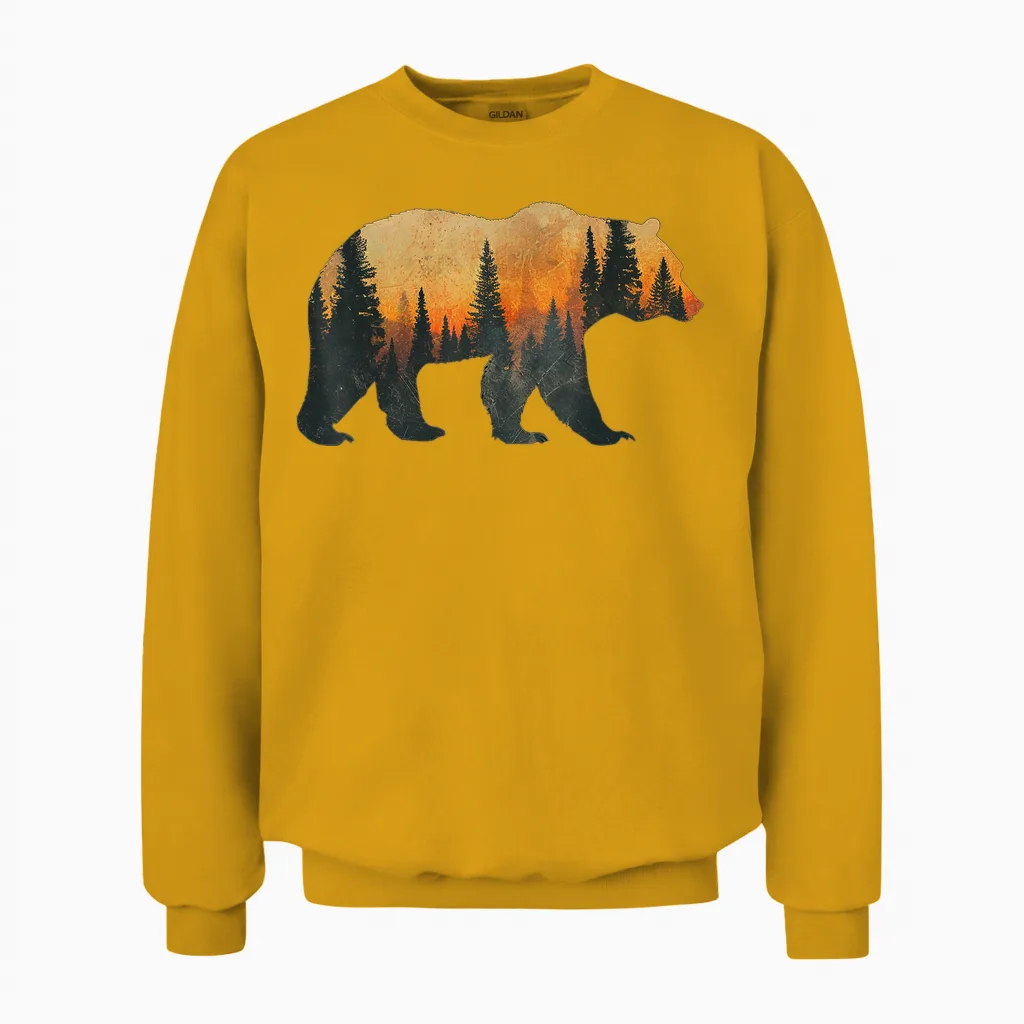 Forests, Tundra Grizzly Bear Unisex Sweatshirt in Gold
