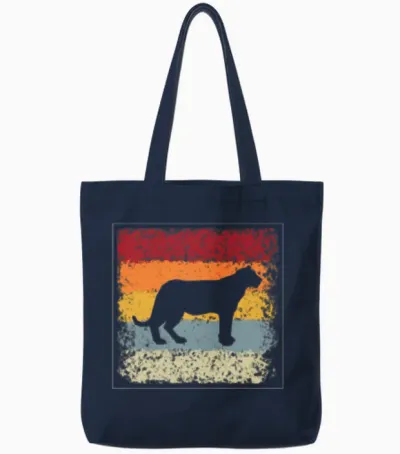 Tiger Retro Tote Bags - Navy