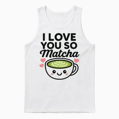 I Love You So Matcha Unisex Tank Top - White