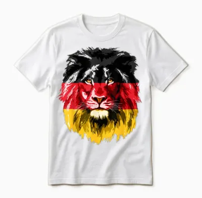 Deutschland Flagge - Germany Flag Lion Face Deutschland Unisex T-Shirt - White