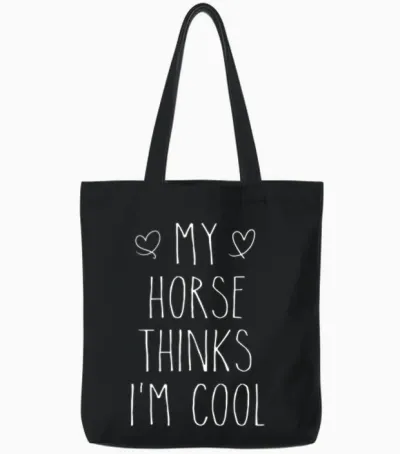 My Horse Thin I'm Horse Owner Tote Bags - Black