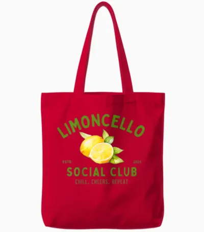 Limoncello Social Club I Lemon Zitronen Italy Team Backprint Tote Bags - Red