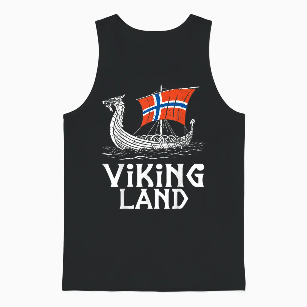 Wikinger Land Norwegen Flagge Longship Viking Unisex Tank Top in Black
