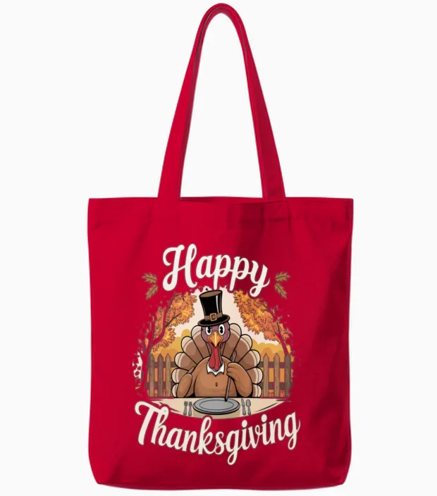 Happy Thanksgiving Tote Bags - Red