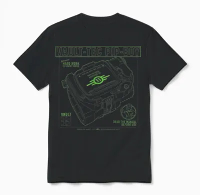 Fallout - Vault-Tec Pip-Boy T-Shirt, Black Unisex T-Shirt - Black