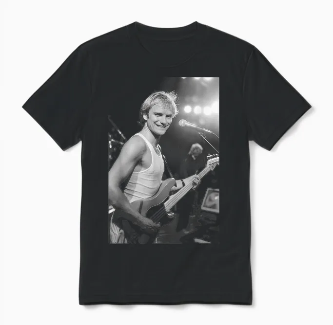 Sting, Singer of the Police, on American Tour in 1980 Unisex T-Shirt in Black