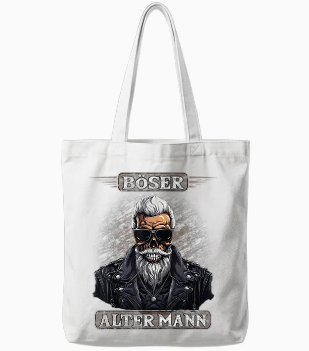 Böser Alter Mann Herren Motorrad Biker Sarkasmus Tote Bags in White