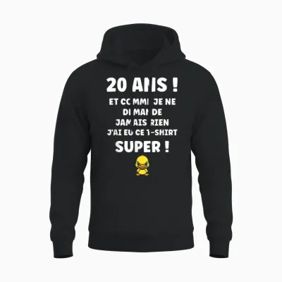 Idée Nul Humour 20 Ans Rigolo Drôle Anniversaire 20 Ans Unisex Hoodie - Black