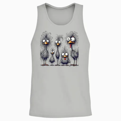 Crazy Chicken Family T-Shirt, Gray Unisex Tank Top - Ash