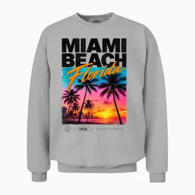Miami Beach Vintage Floride été Paradis Palmiers Et Vacances Unisex Sweatshirt - Ash