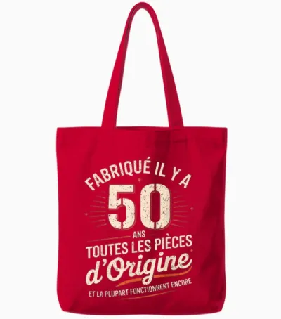 Humour 50 Ans Anniversaire Cadeau Original 50 Ans Homme Tote Bags - Red