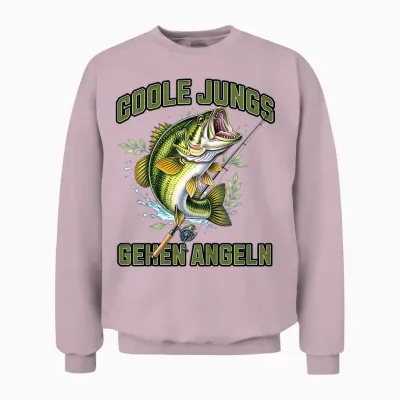 Children's Fishing, Children's Fishing Saying, Cool Boys Go Fishing Unisex Sweatshirt - Light Pink