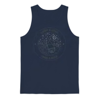 Camp & Chill, Take a Hike — Hiking Outdoors Gift Unisex Tank Top - Navy – 1