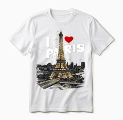 I Love Paris Eiffel Tower France Souvenir French T-Shirt, Black, S Unisex T-Shirt - White
