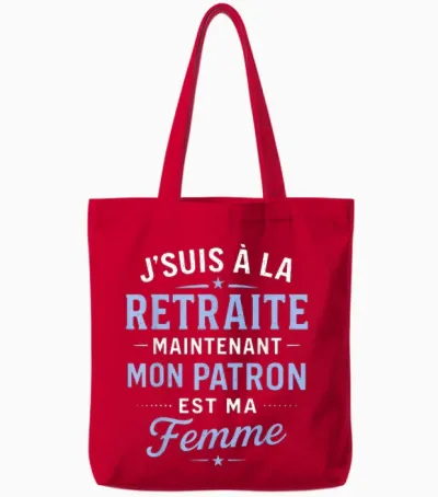 Mon Patron Est Ma Femme – Funny Retirement Humour Man Tote Bags - Red
