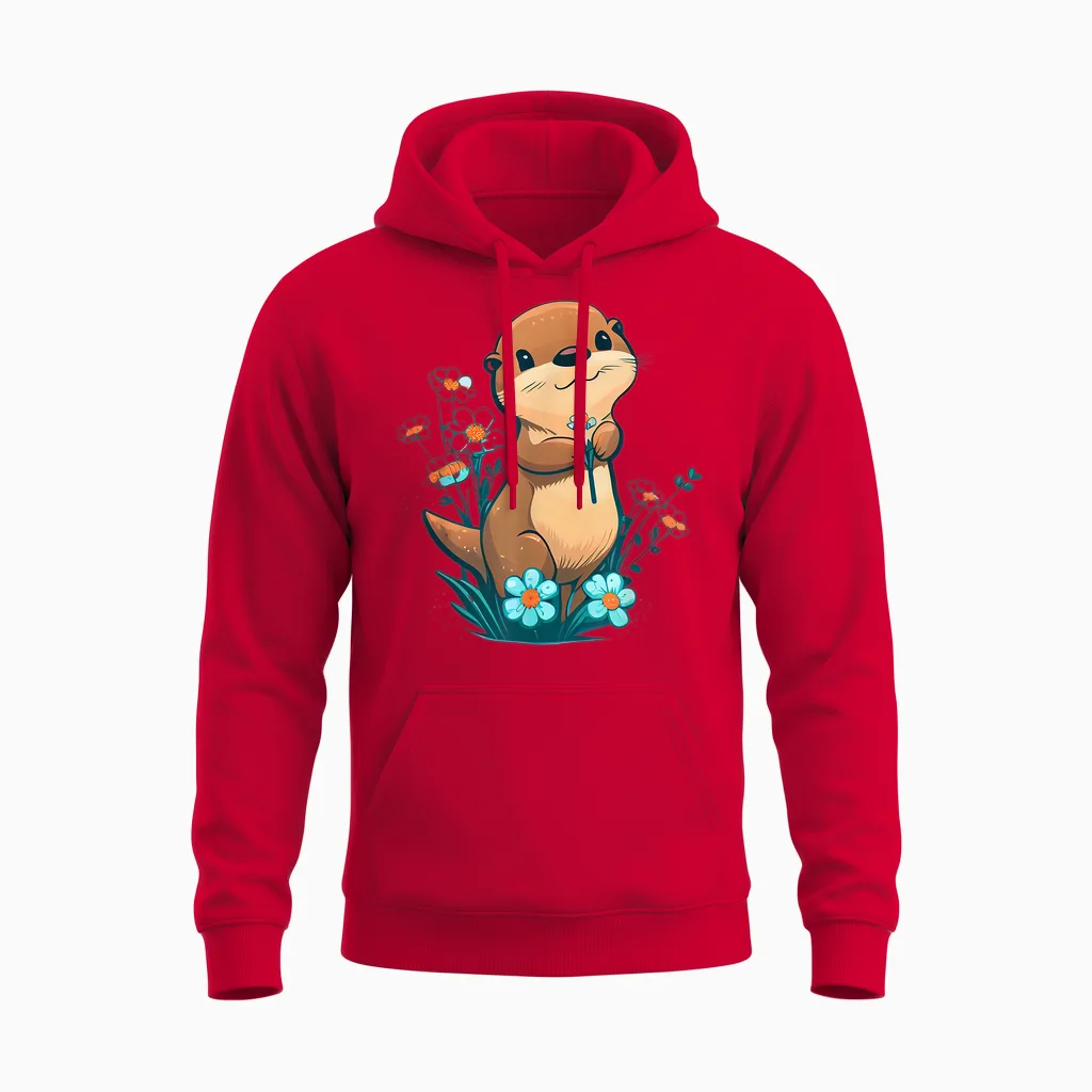 Baby Otter Blumen β Otter Kids & Unisex Hoodie in Red