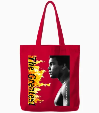 Great Moment Store Muhammad Ali T-Shirt, Unisex Erwachsene, Schwarz, S, Kurzarm, Tote Bags - Red