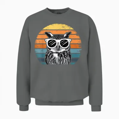 Eule Mit Sonnenbrille Vintage Unisex Sweatshirt - Graphite Heather