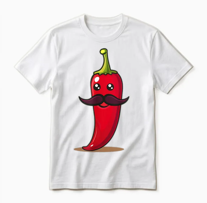 Cool Aussehendes Chili Mit Schnurrbart Für Bartpfeffer-Liebhaber Unisex T-Shirt in White
