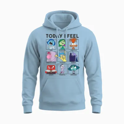 Disney Pixar Inside Out 2 Today I Feel... Vintage Panels Unisex Hoodie - Light Blue