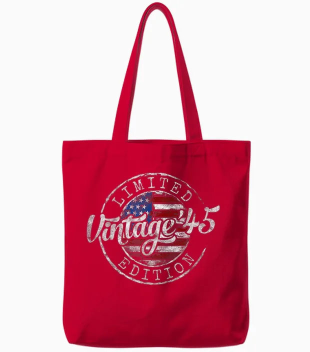 Vintage 1945 80th Birthday Gifts for Men Women 80 Year Old Tote Bags in Red