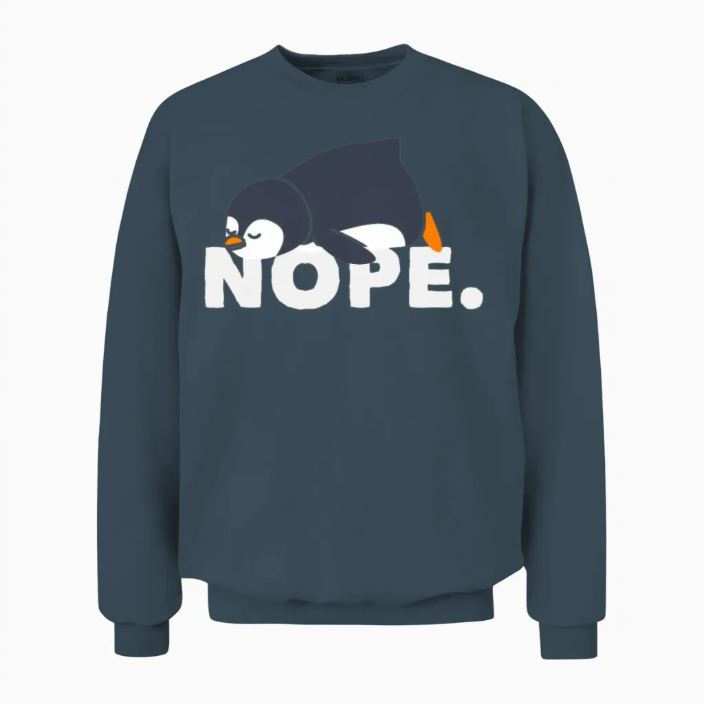 Lazy Penguin Relaxed Nope Gift Unisex Sweatshirt in Dark Heather